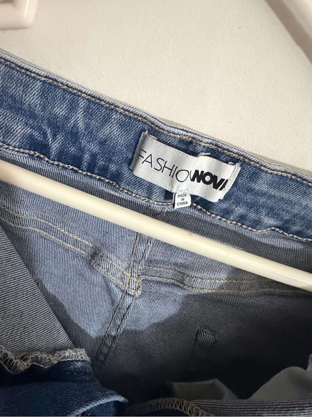 Fashion Nova Light Blue Distressed Wide-Leg Jeans